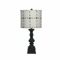 Homeroots Black Table Lamp with Patterned White & Black Shade 380165